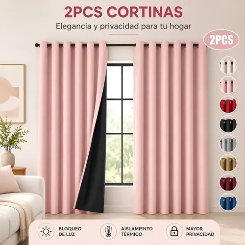 2 Panele Cortinas Blackout Para Ventana 265x160cm Habitacion