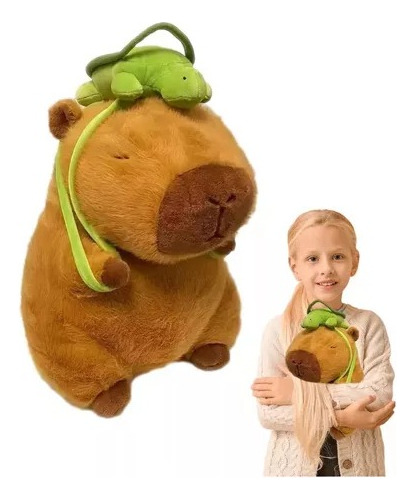 Capibara Peluche Juguetes Bebes Con Mochila De Tortuga 25cm