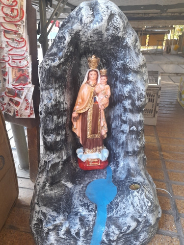 Virgen Del Carmen 30cm + Gruta De 70cm Full Color