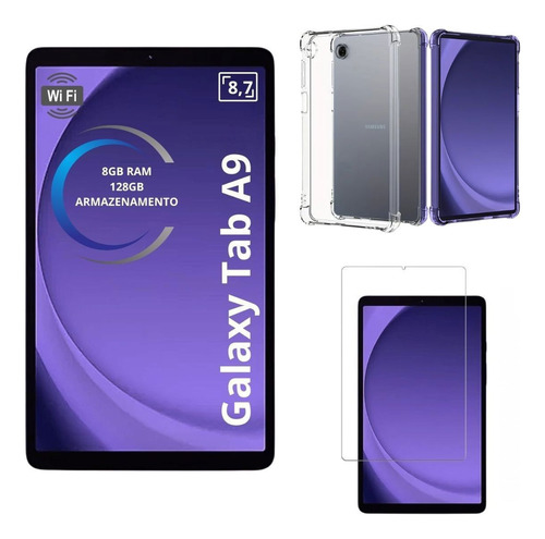 Tablet Samsung Wifi A9 128gb 8gb C/ Capa Silicone + Pelicula Cinza-escuro