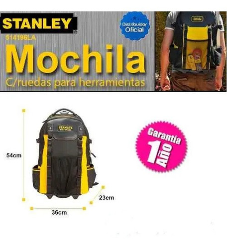 Bolso Mochila Porta Herramientas Stanley Con Ruedas