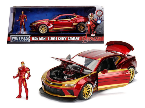 Jada 1:24 Chevrolet® Camaro® Ss With Iron Man Marvel Color Rojo
