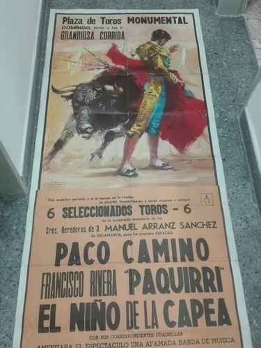 Antiguo Afiche Corrida De Toros Original 1.80mts X0.80 Cmts