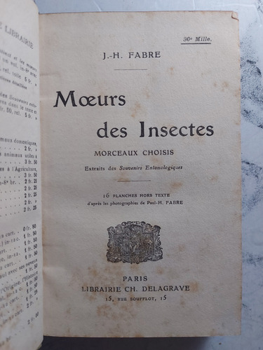 Moeurs Des Insectes. J. H. Fabre. Ian1087