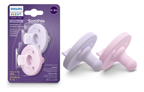 Chupete Philips Avent Soothie Para Niñas de 0 A 3 Meses Color Lila y Rosa Período de Edad de 0 A 3 Meses