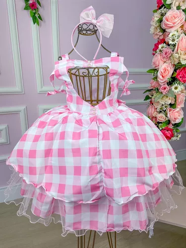 Vestido Infantil Barbie Rosa - Aura Baby- roupas para bebês