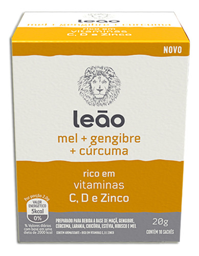 Chá Leão Mel Gengibre E Curcuma