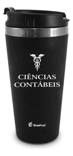 Copo Térmico Emborrachado Curso Ciências Contábeis 450ml Cor Cinza Liso