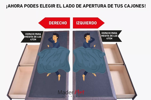 Base Sommier 70x190 Box Cama 1 Plaza 2 Cajones Entrega S/c*