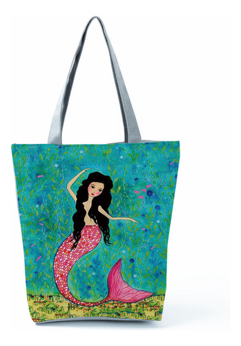 Mermaid Printed Shoulder Bag Practical Portable Handbag