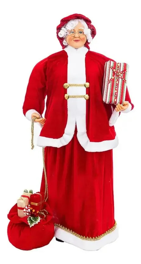 Boneca Mamãe Noel Grande 1,10m Presentes Vermelha Natalina Vermelho Presentes