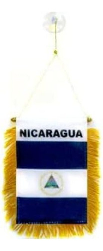 Banderin De Nicaragua 15x10cm Ventosa - Banderina Nicar...