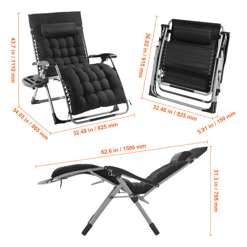 Vevor Zero Gravity Chair Sillón Reclinable Zero Gravity33