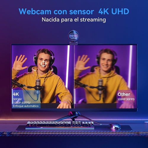 Para Cámara Web Emeet 4k Con Enfoque Automático Y