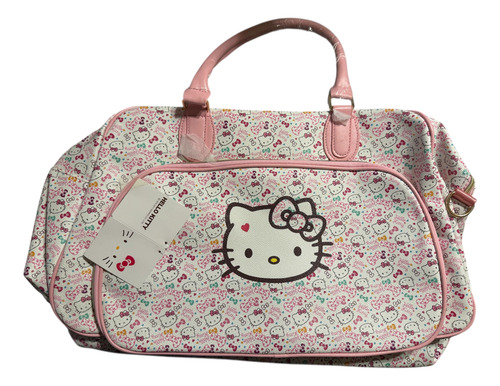 Maleta De Viaje Hello Kitty Blanca Con Verde Blanco Mono Verde