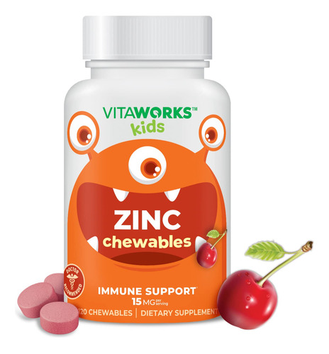 Vitaworks Tabletas Masticables De Zinc Para Nios, 15 Mg, Sab