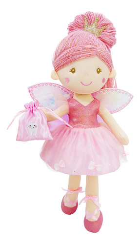 Muñeca Hada De Dientes 43 Cm Peluche Suave Traje Rosa