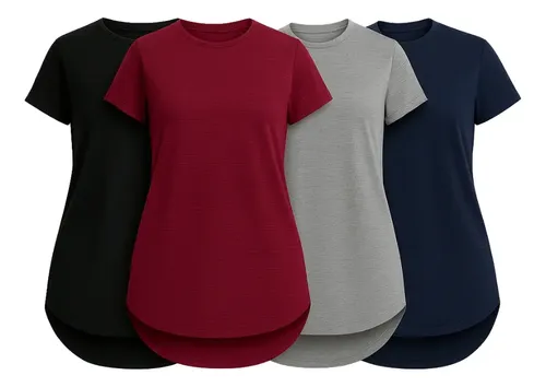 Kit 4 Camiseta Dry Fit Feminina Academia Fitness Tapa Bumbum