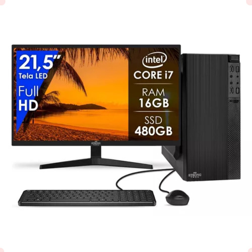Computador Completo Intel I7 16gb Ssd 480gb 21,5 Strong Tech