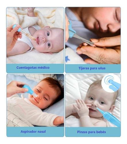Cuidado Bebé,20pcs Kit Higiene Bebé Con Cortaúñas Azul