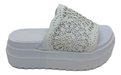 Sandalias Zuecos Premium Plataforma Alta Casual Con Brillos 