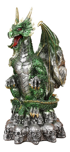 Estatua De Dragón Coleccionable Gótica De Halloween Verde
