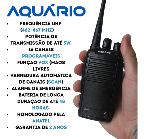Kit 8 Rádio Comunicador Aquário Walk Talk Ht-50u 16 Canais