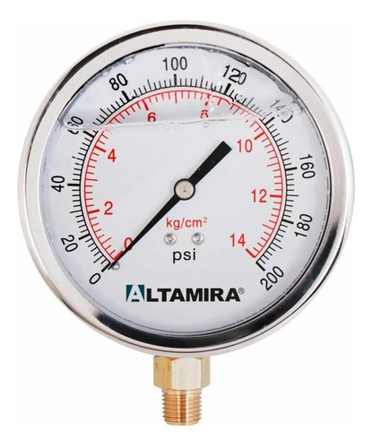 Manómetro De Glicerina 0-200psi Carátula De 4  Conexión 1/4 