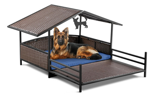 Yitahome Casa Grande De Mimbre Para Perros De 32.9 Pulgadas