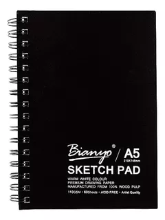 Sketch Pad Bitácora Anillada Tipo Cuaderno A5 110g. Marfil