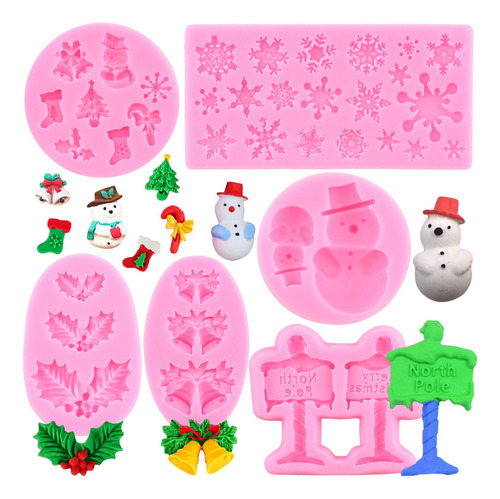 6pcs Molde De Silicona Navidad Campana Fondant Resina