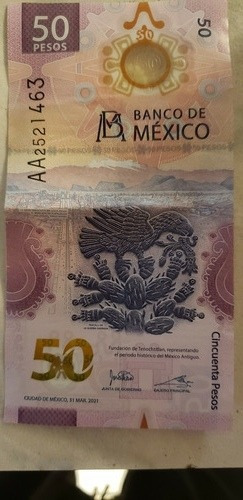 Billete De 50 Pesos Mexicanos Del Ajolote, Serie Aa