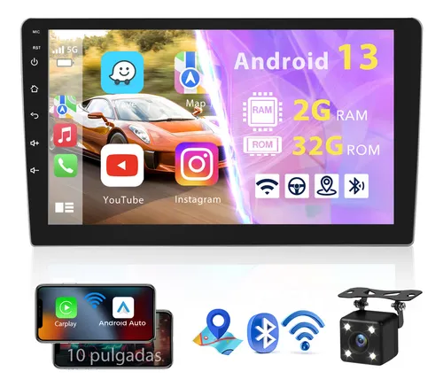 comprar Gearelec Auto Estereo Pantalla 10 pulgadas 2GB+32GB Carplay Android 13 Wifi Bluetooth FM AUX RCA Con Cámara Trasera