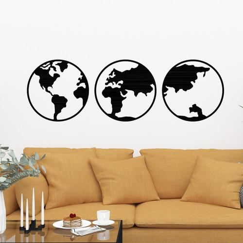 Mapamundi Globo Cuadro Decorativo Madera Mdf  Pared Hogar