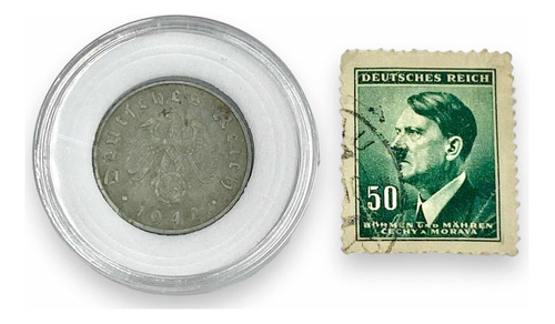 Estampilla Hitler Más Moneda 5 Pfennig 1942 Swastika