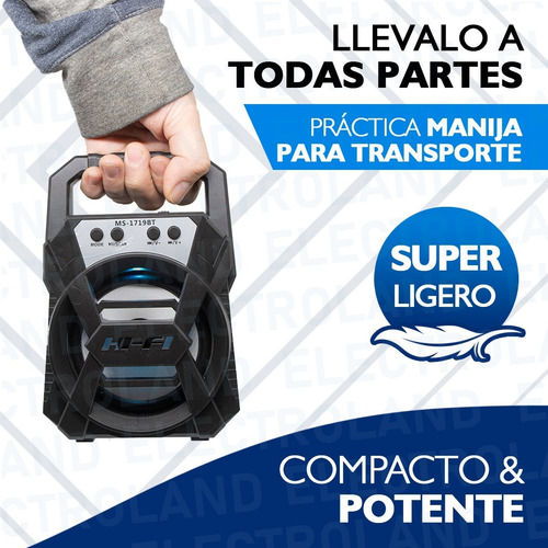 Parlante Bluetooth Portátil Luz Led Multimedia 8w Recargable