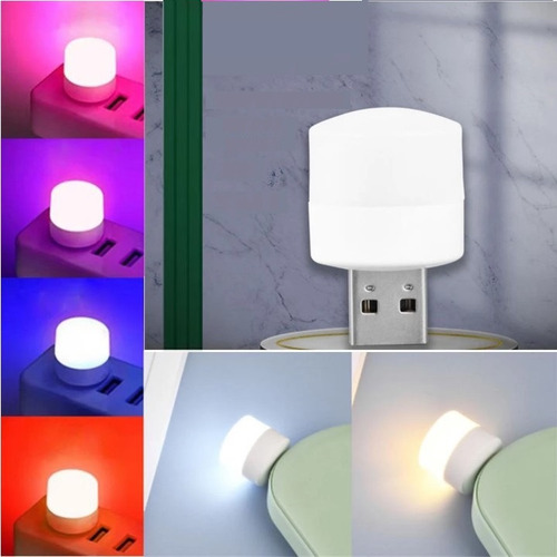 Mini Focos Luz Led Lámpara Usb Lámpara De Noche 4 Piezas Blanco Violeta