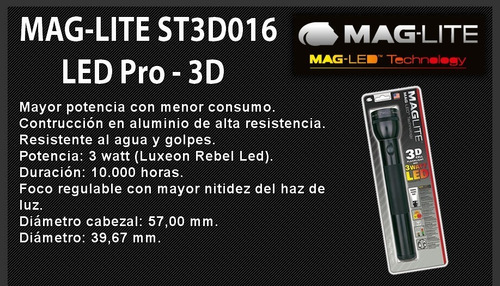 Imagen 3 de 6 de Linterna Led Maglite Rebel 3 Celdas 168 Lumens 412m Colores