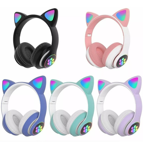 Audífonos gamer inalámbricos CAT STN-28 rosa con luz LED