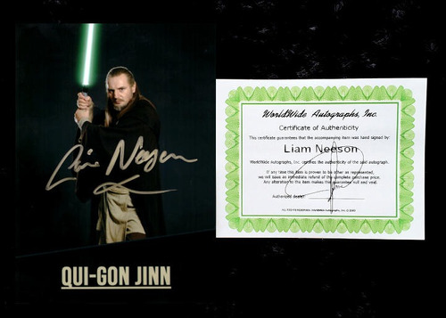 Liam Neeson Qui-gon Jinn Star Wars Firma En Foto 5x7