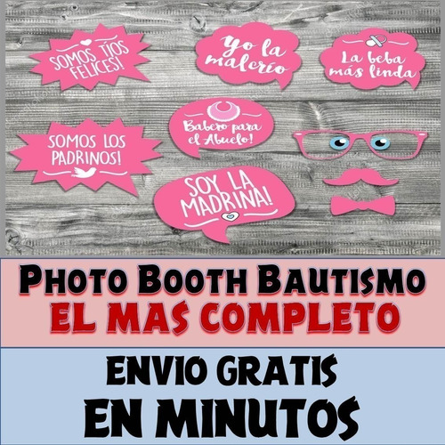 Kit Photo Booth Bautismo Nena  Imprimible Frases Y Props