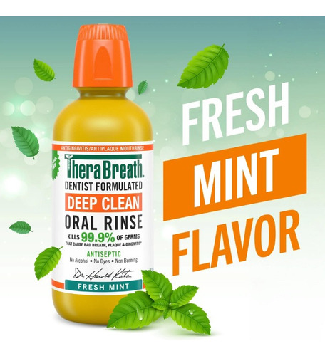 Therabreath, Enjuague Bucal Deep Clean - Menta Fresca 473ml