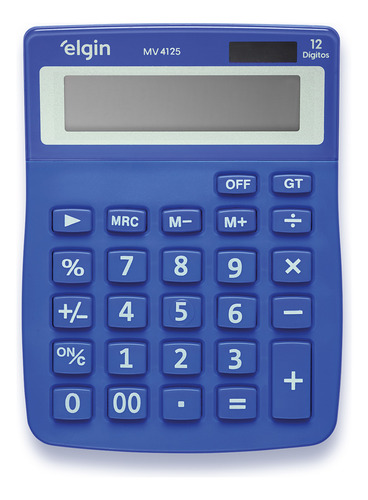 Calculadora Elgin De Mesa 12 Dig Comercial Mv4125 Azul