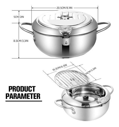 Olla Para Freír Con Tapa Olla Para Freír De Acero Inoxidable