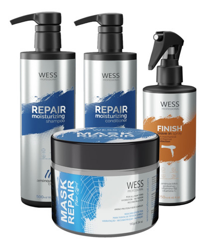 Kit Wess Repair Sh 500ml+cond 500ml+mask 180g+finish 250ml