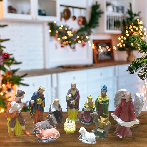 Juego De Pesebre Colorido De 12 Piezas Adornos Escena De