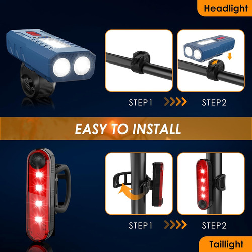 Juego De Luces Bicicleta Recargables Por Usb, Faro Dela...