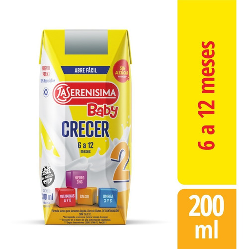 Leche La Serenisima Baby 2 Crecer X Pack De 24 Bricks 200ml
