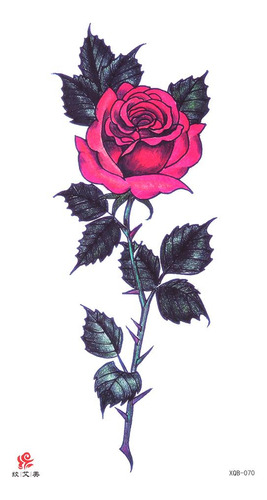 Tatuaje Temporal En 3d Con Forma De Rosa, Diseño De Serpient