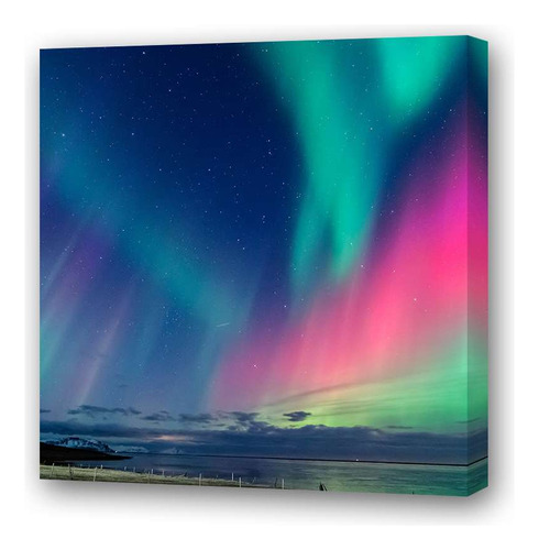 Cuadro 30x30cm Aurora Boreal Paisajes Increibles M2